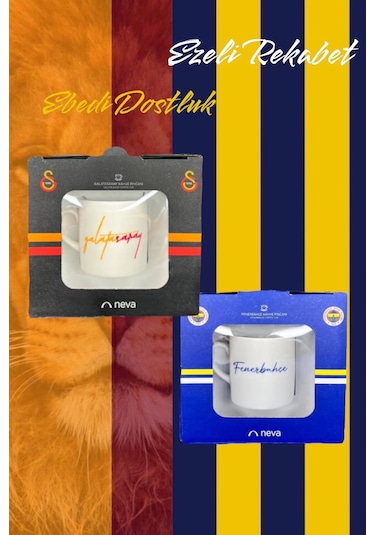 Neva Galatasaray-Fenerbahçe Lisanslı Özel Kutusunda Kahve Fincan Seti