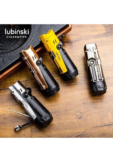 Lubinski Lion İğneli + Delicili Tek Torch Puro Çakmağı Gunmetal