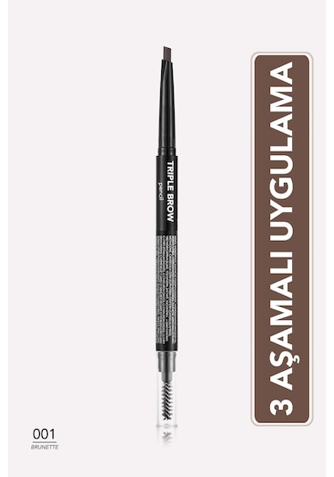 Flormar Triple Brow Kaş Pudrası ve Fırça İçeren Kaş Kalemi 001 Brunette