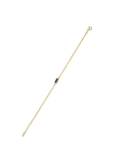 Mavi Baget Taşlı Altın Bileklik Sarı Altın