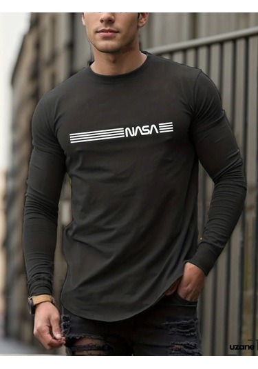 Efnaz Style Erkek Uzun Kollu Bisiklet Yaka Viskon Sweat siyah