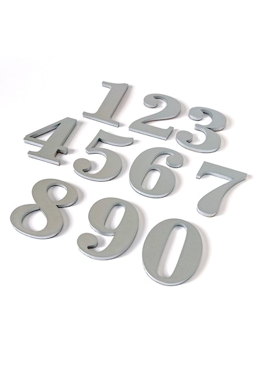 Gendec Kapı Numarası 7Cm No:6 Metalik Gri Kendinden Yapışkanlı Nu