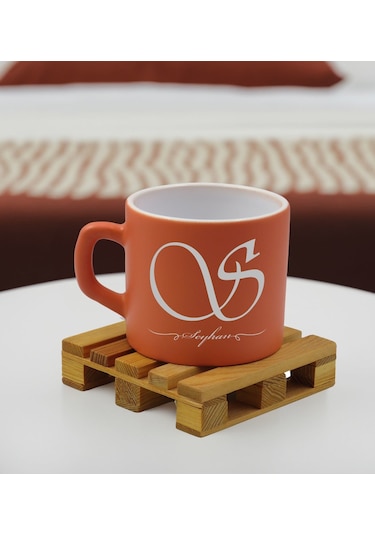 Bk Gift Kişiye Özel İsimli Somon Renkli Middle Çay & Kahve Fincanı-5, Arkadaşa Hediye, Sevgiliye Hediye, Doğum Günü Hediyesi Kobitmeyencom32532 Bk Gif