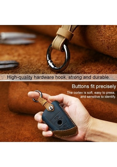 Tongxida Bmw Blade Uyumlu 3 Anahtar Deri Koruyucu Kahverengi