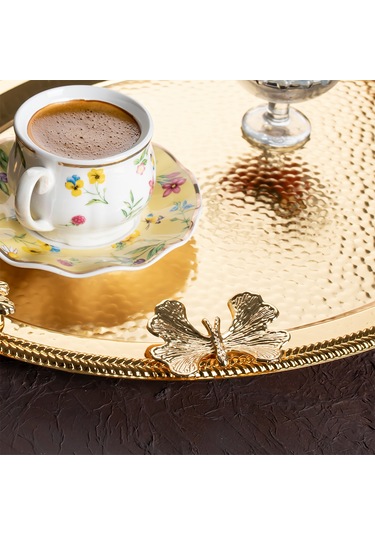 Porsima 3252 2li Gold Paslanmaz Çelik Kahve Servis Sunum Tepsisi