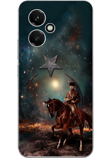 Honor 400 Uyumlu Atatürk At Üstünde Zafer Baskılı Silikon Kılıf Renkli