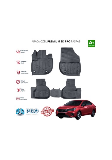 Honda City Araca Özel 3d Paspas 2021 2022 2023 2024