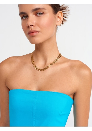 Dilvin Straplez Elbise Aqua Açık Mavi