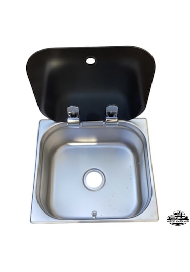 Cam Kapaklı Evye 34 X 32.5 X 15 Cm Üniversal Yatek Karavan Tekne