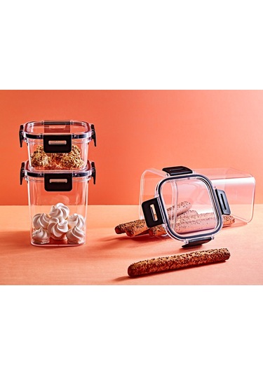 Clear Kare Erzak Kabı - Silikonlu Ve Kilitli Kapaklı Saklama Kabı 850 Ml 12 X 12,5 Cm ŞEffaf