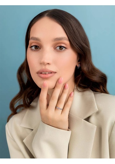 Veronika Nişan Yüzük Kalp 925 Ayar Gümüş 149811530 Gri