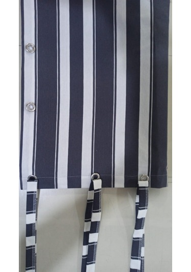 Ceylan Home Balkon Perdesi Kuş Gözü Ölçü Seçenekli Gri Beyaz Çizgili Gri