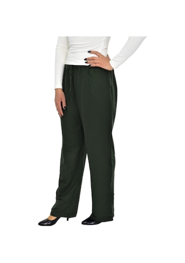 Nazal Kadın Beli Lastikli Bol Pantolon Bgl-st04216 Yeşil
