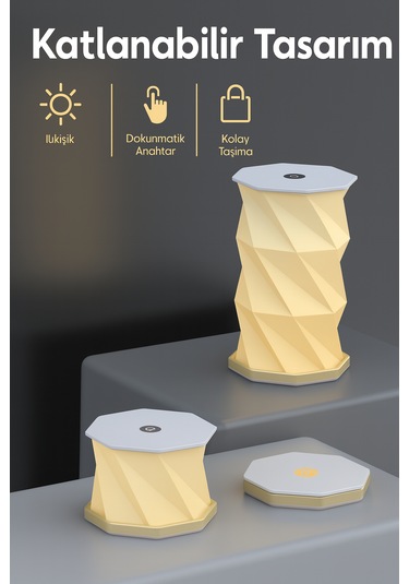 Katlanabilir Kağıt Lamba Sıcak Işık, Kademesiz Kısılabilir