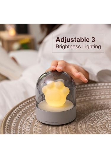 Willowhaven Kedi Pençesi Led Gece Lambası - 3 Parlaklık, Müzikli Bebek Odası Dekorasyonu Pembe, 8.8x8.8x10.5 Cm Pembe