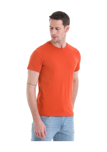 Hatemoğlu 35353022C003 019 Regular Fit Pamuklu Bisiklet Yaka Düz Erkek Tişört Kiremit