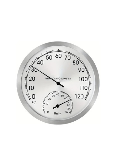 Topshop1 Anjkflur Simli 12.7 Cm Paslanmaz Celik Termometre Higrometre Fahrenheit Selcius Ic Dis Mekan