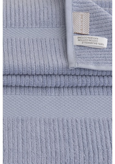 Ivory Mavi Fitilli Mikro Fiber %100 Pamuk 2li El Yüz Havlusu Seti Mavi