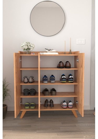 Bofigo 3 Kapaklı Ayakkabılık 8 Raflı Ayakkabılık Çok Amaçlı Dolap Ayakkabı Dolabı Kumsal Çam