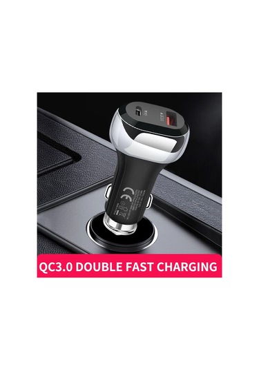 Taşınabilir 2 Bağlantı Noktalı Usb + Tip-c Pd 20w Şarj Cihazı Hızlı Şarj Qc3.0 Cep Telefonu Şarj Cihazı Hızlı Araç Şarj Cihazı