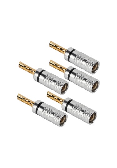 Mufunye J.10054 4mm Gümüşe Sarılmış Dişli Muz Soketi - Kaynaştırma Olmayan Hoparlör Bağlantısı, Sert Tutma Ve Ses Kalitesi Sağlar, 5 Adet Siyah
