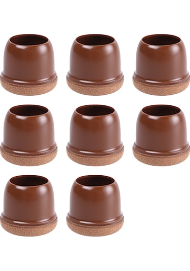 Neevoyu 8 Adet Kahverengi Küçük Dairesel Tabanlı Tpe Sandalye Ayak Koruması - Sessiz Kaydırma, Zırtpı Ve Zemin Koruması