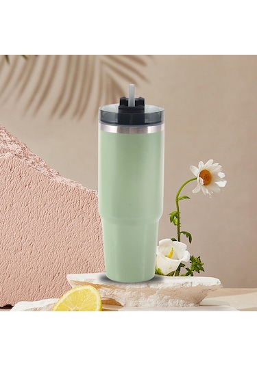 Suntek Magideal Hasır Ve Kapaklı Su Bardakları Paslanmaz Yeşil-30oz