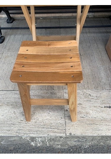 Ahşap Tabure 40 cm Gürgen Ağacından Naturel Kayın Renk