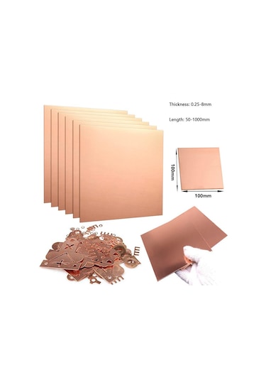 1 Adet Kalınlık 0,25-8mm Uzunluk 50-1000mm %99,9 Saflıkta Bakır Metal Plaka