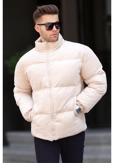 Madmext Taş Rengi Nubuk Erkek Şişme Mont 6802-taş Rengi Taş