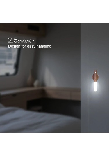 Fastbuy Dream011 Ceviz 2 Adet Hareket Sensörlü Usb Şarj Led Gece Lambası, Lityum Pil, Ayarlanabilir, Manyetik, Dekoratif Duva Ceviz