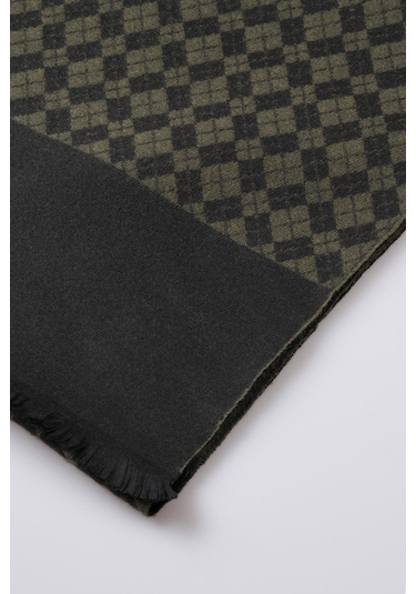 İnce Dokulu Desenli Viskon Şal Kaşkol Atkı Yeşil