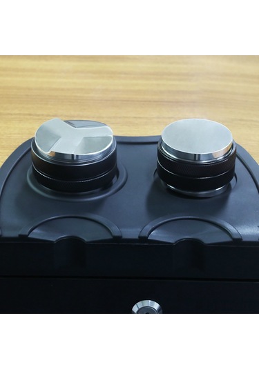 Leezsing Paslanmaz Çelik Kahve Tozu Dağıtıcı Ve Tamperi, 49/51/53/58mm, Düz Tabanlı, Üç Kanatlı, Dişli Taban Lacivert