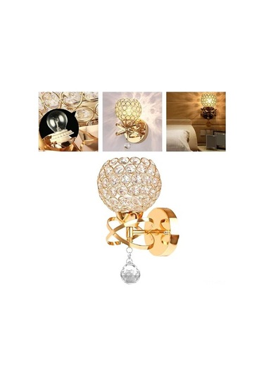 Fortunelane Altın Kristal Duvar Lambası - Yatak/aile/aşçı Odası, E27 Metal-kristal, Gümüşlü, Kaynak Hariç Gümüş