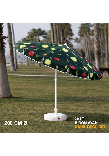 Elma Desenli Plaj Şemsiyesi 200 Cm Ø Elma Desenli