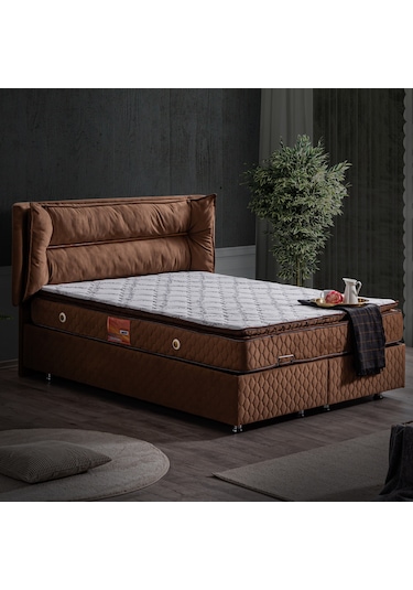 Setaymobilya Baza, Barselona Açık Kahve Baza + Başlık+Real Pedli Yatak