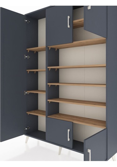 Arges Dolap 10 Raflı 5 Kapaklı 132x30x195 Antrasit-antrasit/çam Antrasit