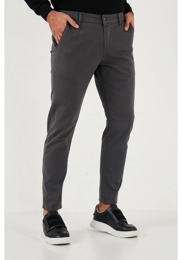 Buratti Streç Pamuklu Slim Fit Normal Bel Boru Paça Erkek Pantolon 674003 Antrasit