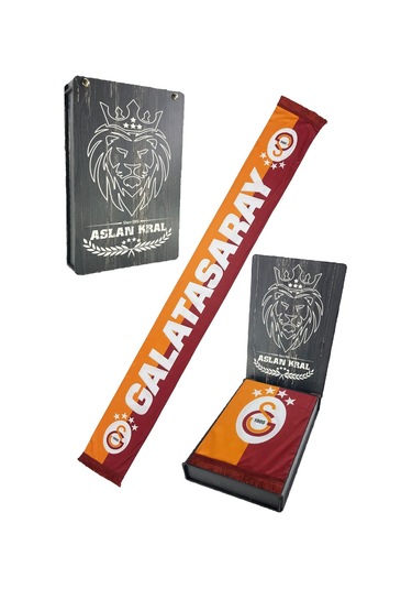 Galatasaray Şal Atkı Ahşap Kutulu Kırmızı Sarı