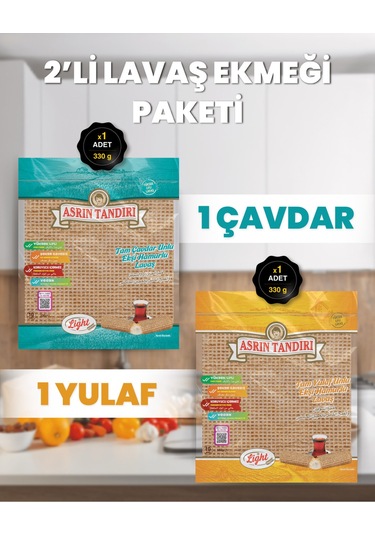 2'li Paket 1 Paket Ekşi Hamurlu Çavdar Lavaş Ekmeği - 1 Paket Ekşi Hamurlu Yulaf Lavaş Ekmeği