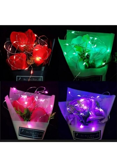 Pille Çalışan Led Bakır Gümüş Tel Şerit Işık Peri Işıkları Noel Düğün İçin Parti Dekorasyonu 1/2/3metre Pembe