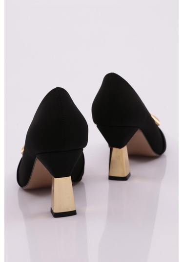 Dgn 30905 Kadin Üçgen Taşli Topuklu Ayakkabi 30905-1710-R11307 Siyah