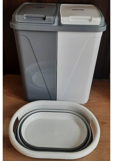 Bayev 2'li Set Iki Bölmeli 90 Lt Kirli Çamaşır Sepeti Ve Katlanır Çamaşır Sepeti Diğer