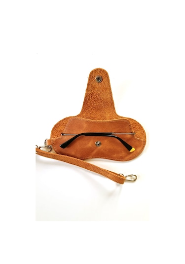 Bouscrab Gerçek Deri Özel Tasarım Gözlük Kılıfı Camel