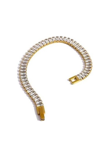 Fastbuy Eetit Paslanmaz Çelik Kübik Zirkonya Zincir Bileklik Kadın Altın Moda Takı Altın