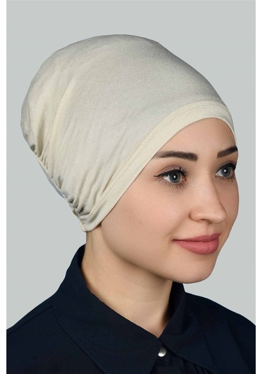 Altobeh Hazır Pratik Geçmeli Lastikli Tesettür Bone - Krem