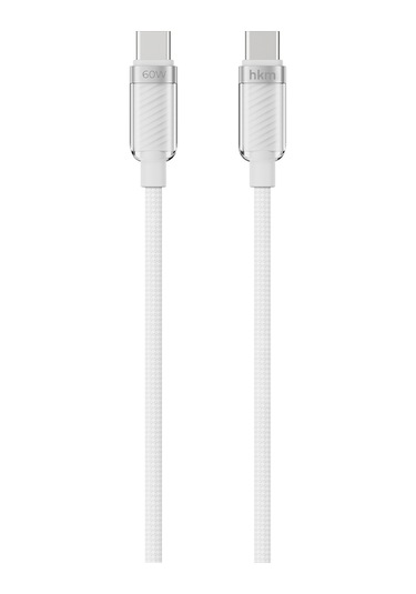 Knit Glam 60W Hızlı Şarj Destekli Type-C To Type-C Şarj Ve Data Aktarım Kablosu 1 Metre Beyaz