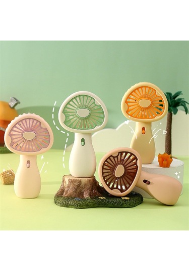 Açık Usb Şarj El Taşınağı Mantar Küçük Fan Ofis Masaüstü Renkli Işık Mini Fan Yeşil