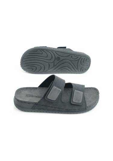 Gezer Yazlık Erkek Suni Deri Rahat İç Taban İki Cırtlı Kemer Ayarlanabilir Günlük Terlik Gri
