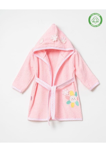 Çiçekli Bornoz Pembe Pembe